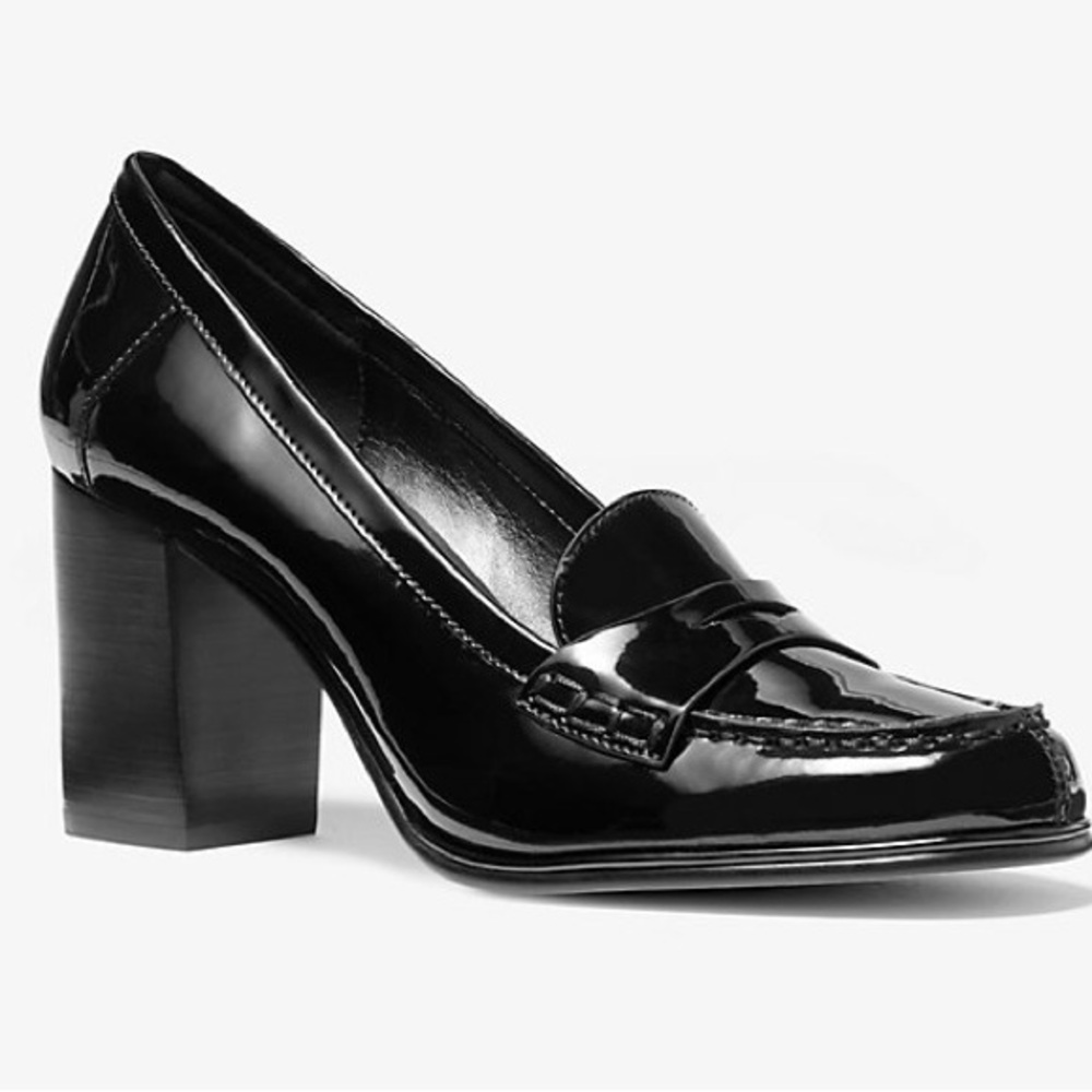 MICHAEL Michael Kors Black Patent Block Heel Loafer